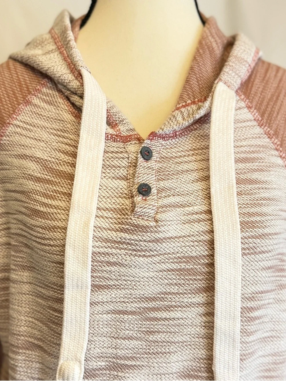 Free Planet Hoodie Medium NWOT Colorblock Henley Pullover Boho Cozy